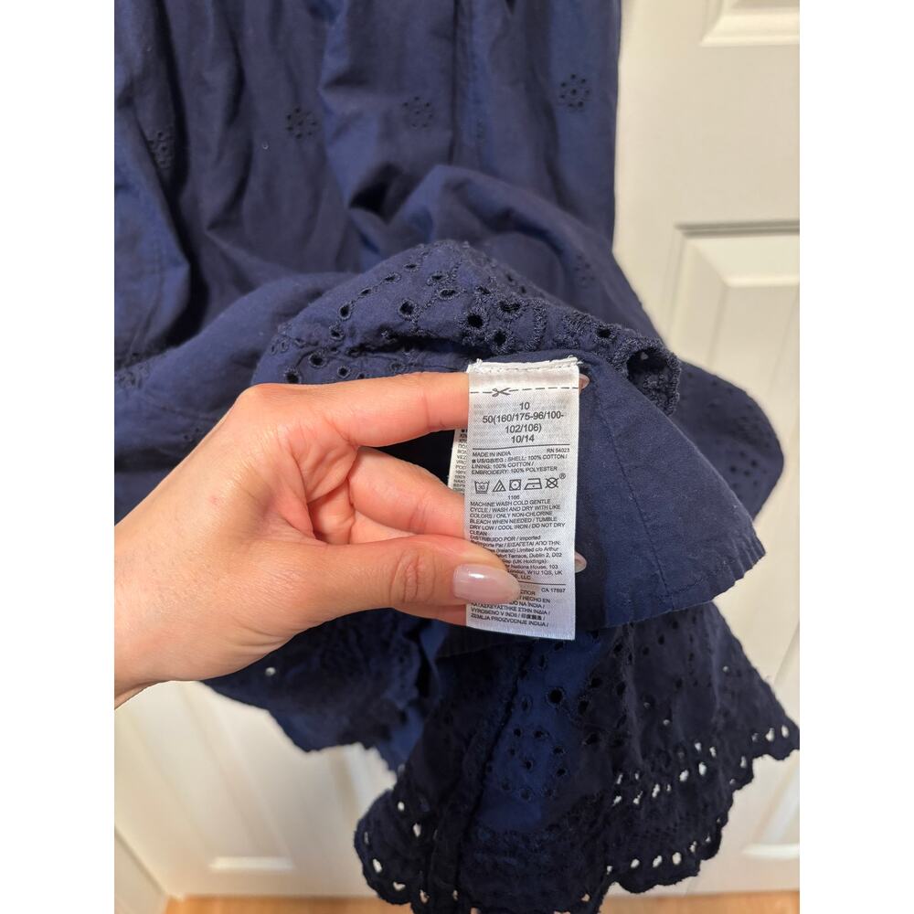 Gap Women's Navy Blue Cotton Eyelet Midi Sundress Size 10 - Picture 6 of 8